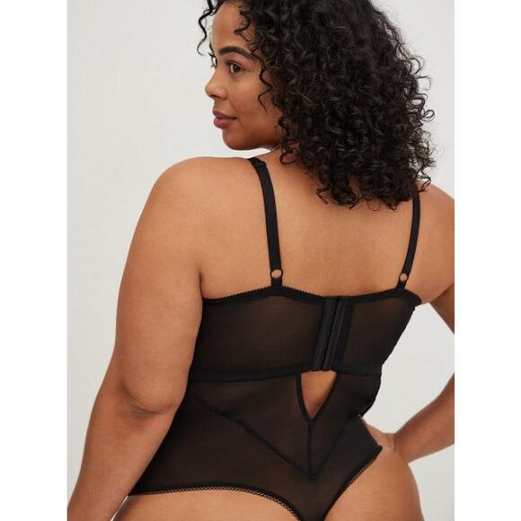 Torrid Mesh Lace Underwire V-Neck Thong Bodysuit Womens Black Plus Size 4X NWT - Picture 9 of 9